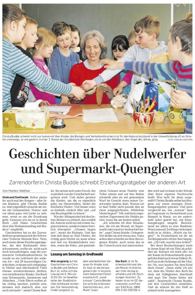 Ostseezeitung Greifswald  Christa Budde Erziehungsratgeber